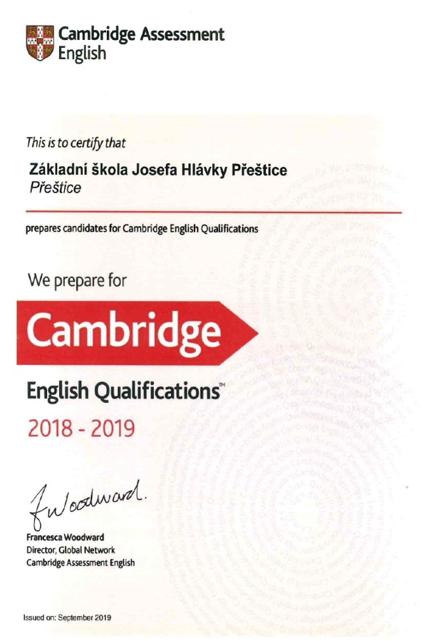 Certifikát Cambridge